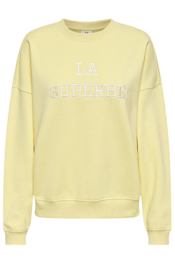 JDYMESA L/S O-NECK EMB SWEAT JRS NO 15370526 DOUBLE CREAM/LA SUPERBE